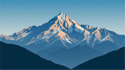 Mountains covered with snow. Mountains landscape. Snowy Mountain Range. Vector illustration.	
