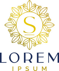 Luxury Circle Floral Decorative Letter S Logo Template
