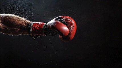 Close-Up of a Boxing Glove Punching in Dramatic Lighting