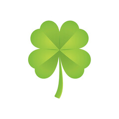 Fototapeta premium Vibrant green four leaf clover a symbol of luck displayed in simple flat style Perfect for your St Patricks Day designs