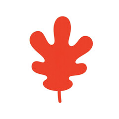 Obraz premium Vibrant red autumn oak leaf depicted in minimalist flat style with smooth curves no shading centered on white background