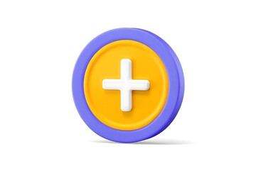 Obraz premium 3d plus sign icon, medical symbol isolated on white background