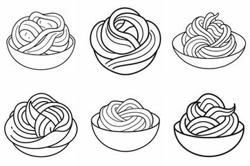  Pasta Outline Coloring Book Page Line Art Drawing Set