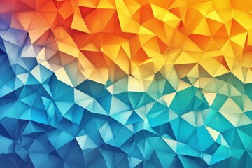 Obraz premium Abstract geometric background with triangles in shades of blue orange and yellow color gradient