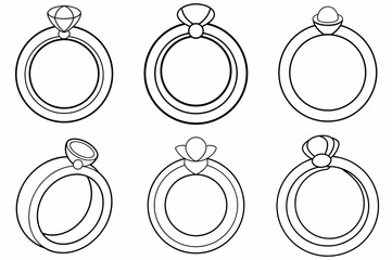 Ring Outline Coloring Book Page Line Art Drawing Set