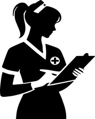 Nurse silhouette with board PNG