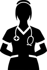 Nurse silhouette with Stethoscope PNG