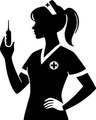 Nurse silhouette with Syringe PNG