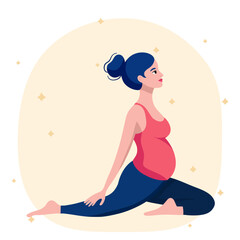 Pregnant woman doing yoga and meditation. Calmness, peaceful, harmony posture pregnancy period. Community mindfulness relax peace and clear mind 