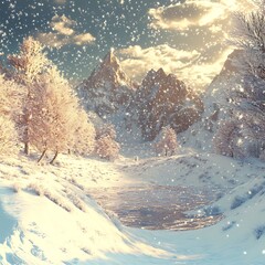 Snowy trail framed by frosty trees and fences