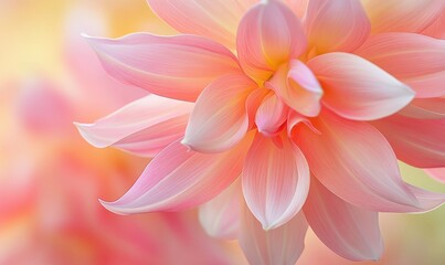 Fototapeta premium Soft pink dahlia flower blossom close-up, blurred background