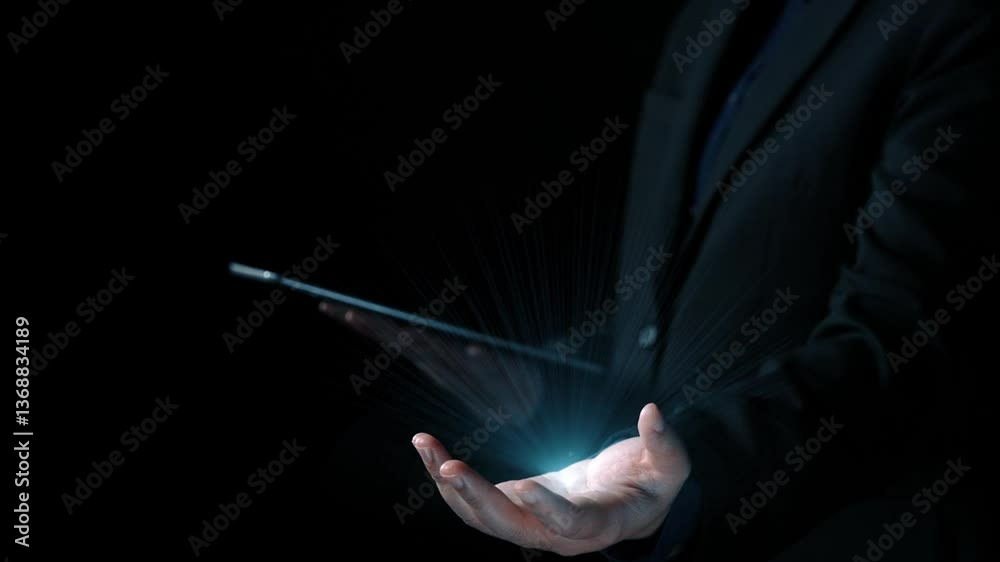 Poster human interact with ai artificial intelligence brain processor in concept of ai artificial intellige