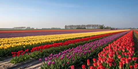 field of tulips and hyacinths