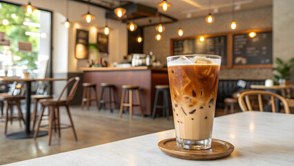 Iced Coffee in a Sparkling Glass Showcasing 