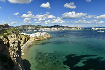 Ibiza Castle, Ibiza Island, Balearic Islands, Spain. Views over the old town Dalt Vila, Eivissa.