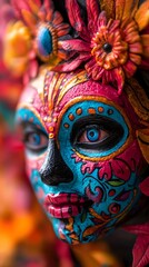 Fototapeta premium Colorful Sugar Skull Face Decoration