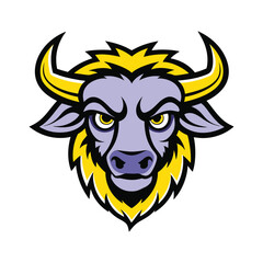 vector illustration buffalo head mascot logo