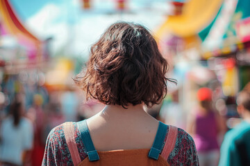 Obraz premium Spring or summer fair with bright amusement park lights and festive atmosphere, Generative AI