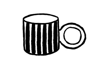 Coffee mug with graphic pattern , hand-drawn PNG for cafe decor, logo, sticker