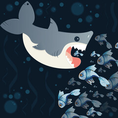 Shark eating fishes