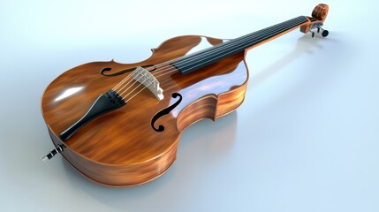 Fototapeta premium A cello resting on a blue surface, beautifully crafted musical instrument.
