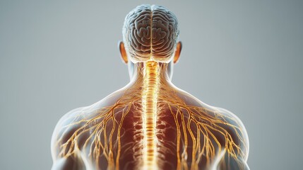 Human nervous system, brain, spinal cord, and nerves anatomy.