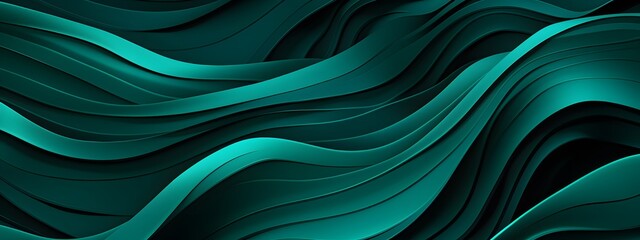 Fototapeta premium Flowing Teal Green Waves Abstract Background for Modern Digital Design