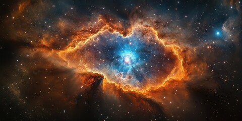 Fototapeta premium Colorful cosmic nebula glowing in the depths of space with vibrant stars shining in the background