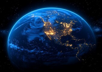 Obraz premium Earth at night, North America illuminated.