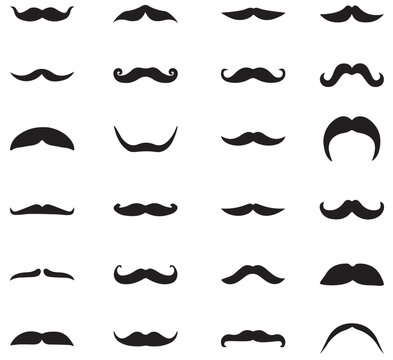 set of mustaches. Black moustache isolated on white background. Set of moustache icons. vector mustache set. Vector illustration