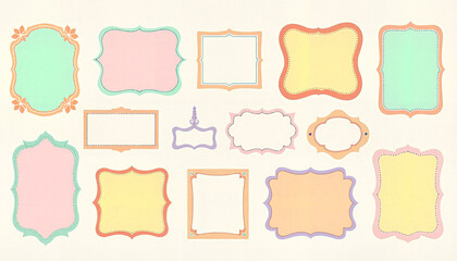 Decorative pastel frames on light background, creative design concept
