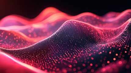 Fototapeta premium Abstract digital wave of red and pink light with smooth, dynamic energy flow.