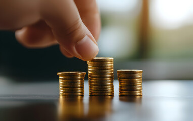 "Stacked Gold Coins and Rising Graph &ndash; Wealth and Financial Success"








