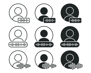 User profile with audio note, voice message icon. Illustration vector