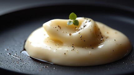 Creamy Gourmet Mayonnaise Swirl Close Up Food  Delicious Appetizer Dish with Herbs and Spices