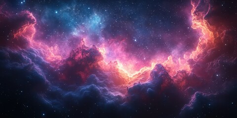 Vibrant cosmic nebula illuminated by stars in deep space during a stunning celestial display