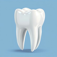 Realistic 3D rendering of a healthy tooth with smooth surface on a blue background