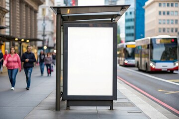 Blank Bust stop signboard for mockup, White banner advertising
