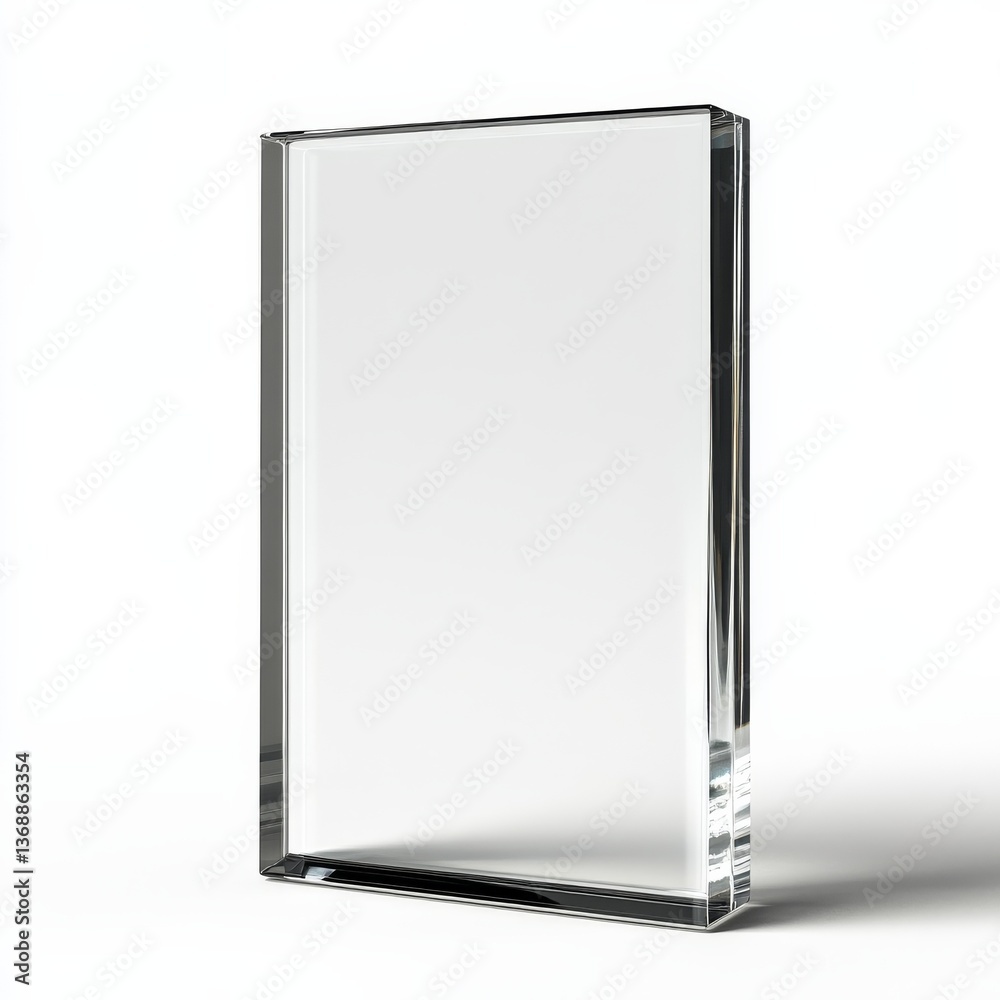 Poster a crystal clear award: minimalist design showcasing transparency and precision on a white background