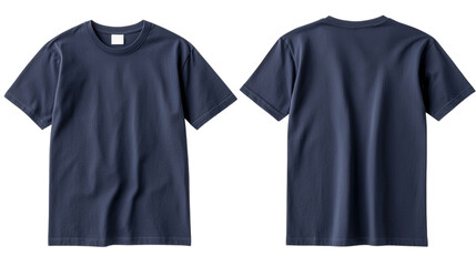 Png of Classic navy blue cotton T-shirt, unisex design with crew neck, perfect for casual wear or layering on transparent background.