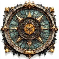 Fototapeta premium A modern-produced 3D render of a celestial object composed of interlocking gears, presented in an abstract shape and isolated on a transparent background