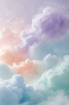 Pastel Clouds Mobile Wallpaper: Soft Sky, Dreamy Screen, Gentle Hues, Calming Background


