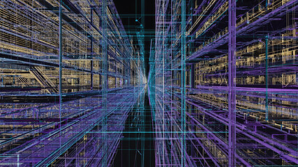 Abstract perspective of interconnected structures
