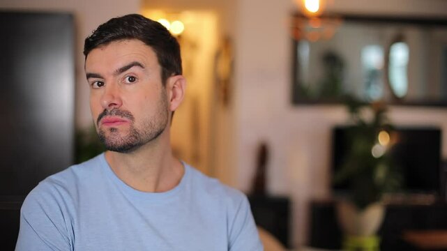 Very jealous man observing something 