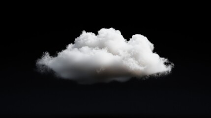 Beautiful single white cloud isolated over black background.