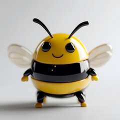 Fototapeta premium 3d cartoon, bee, on white background and clean, clear, studio photo style