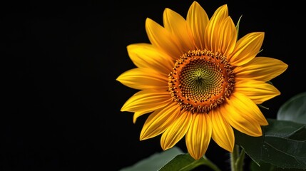 Obraz premium Beautiful sunflower on a black background.