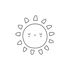 Doodle cute sun. Hand Drawn sun vector illustration