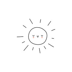 Doodle cute sun. Hand Drawn sun vector illustration