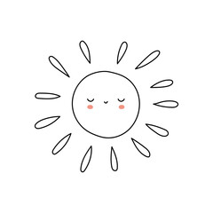 Doodle cute sun. Hand Drawn sun vector illustration